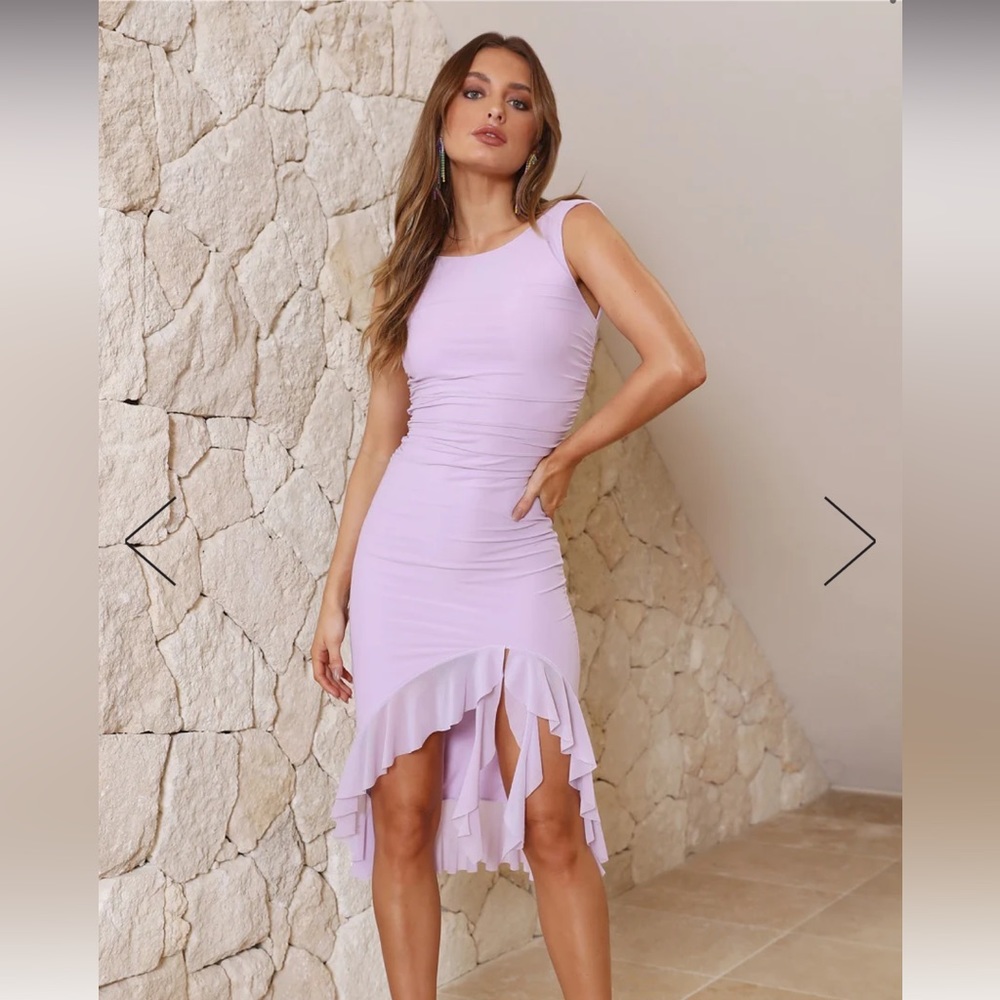 Hello molly being myself mesh midi dress in lilac
